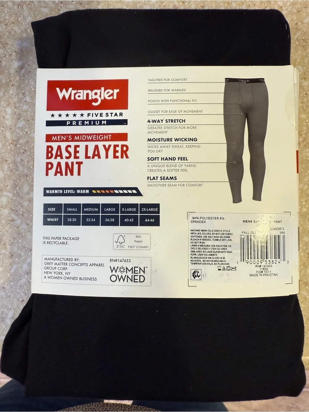 Wrangler Men’s Base Layer Pant - Black